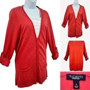 Talbots Coral Cardigan Sweater Sz. L Preppy Academia